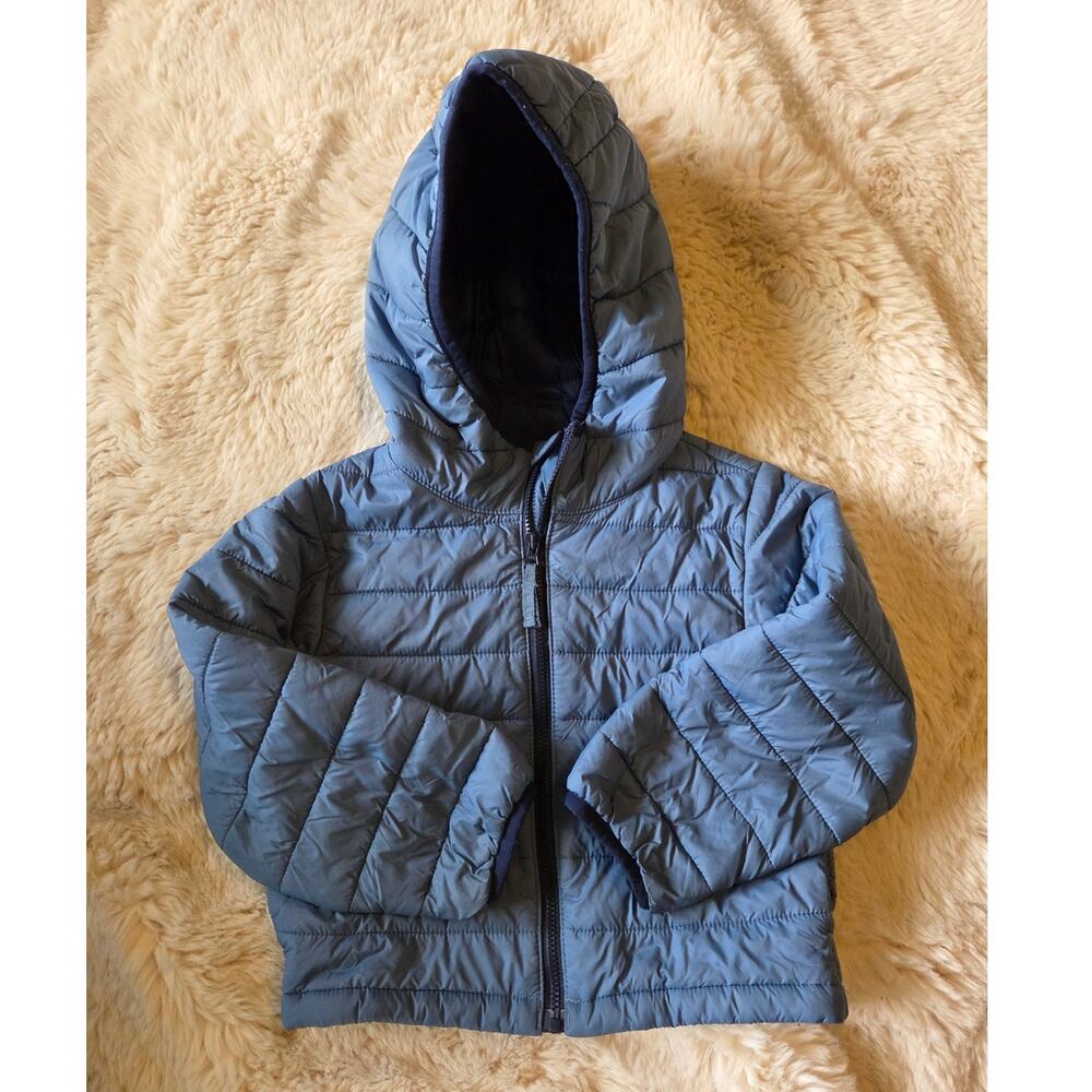 Crewcuts by J.Crew Navy Boys Quilted Hooded Puffer Jacket size xxs 2-3 Zip up
